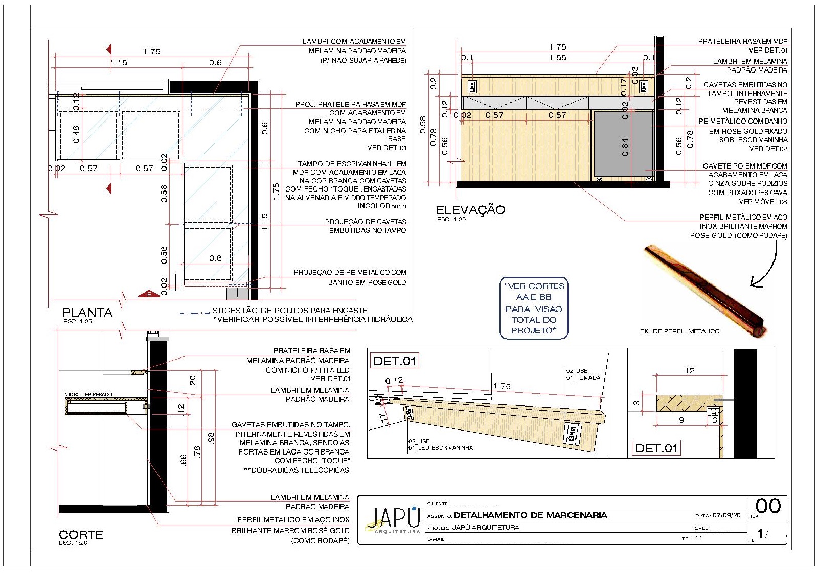 Detalhamento Marcenaria obra Itaim - Projeto
