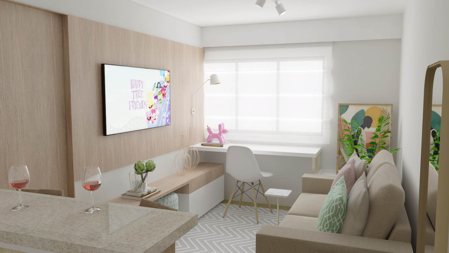 Living integrado obra Ibirapuera - Projeto